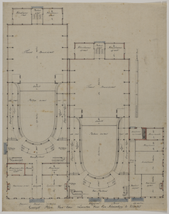 214932 Plattegronden (ontwerpen) van de schouwburg op het Vredenburg te Utrecht.